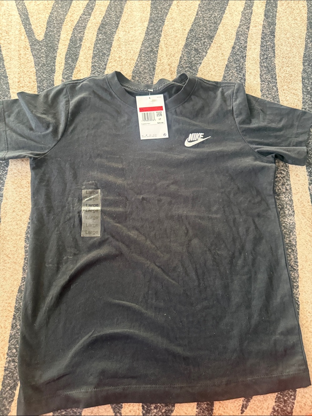 Nike Black Short-Sleeve Swoosh Logo Tee